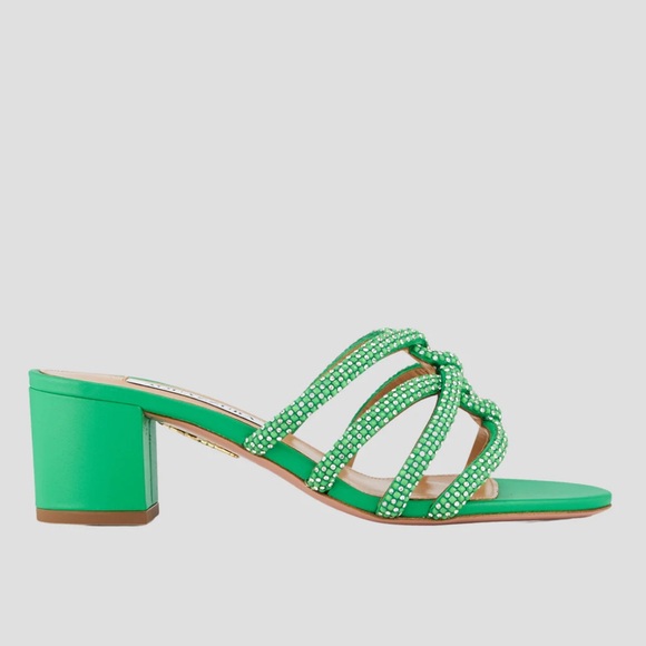 Aquazzura Shoes - NEW NIB Aquazzura Moondust Crystal Embellished Leather Flat Sandals